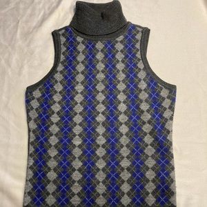 edc By Esprit Argyle Turtleneck Vest Wool Blend Sweater Women’s Size S